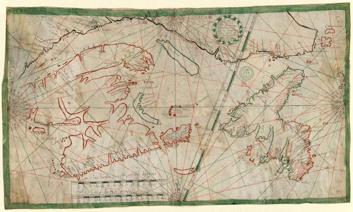 Map of the Island of Newfoundland, Pierre Detcheverry, 1689. Library of Congress. Public Domain.