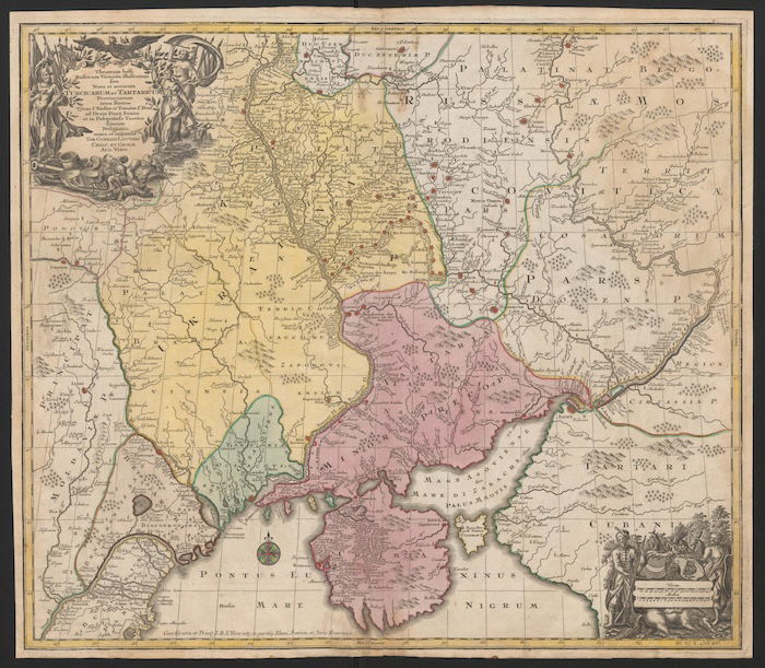 Theater of the Rus' victories illustrated, by Tobias Conrad Lotter, showing the Crimean Khanate, c.1770. Library of the Wroclaw University. Public Domain.