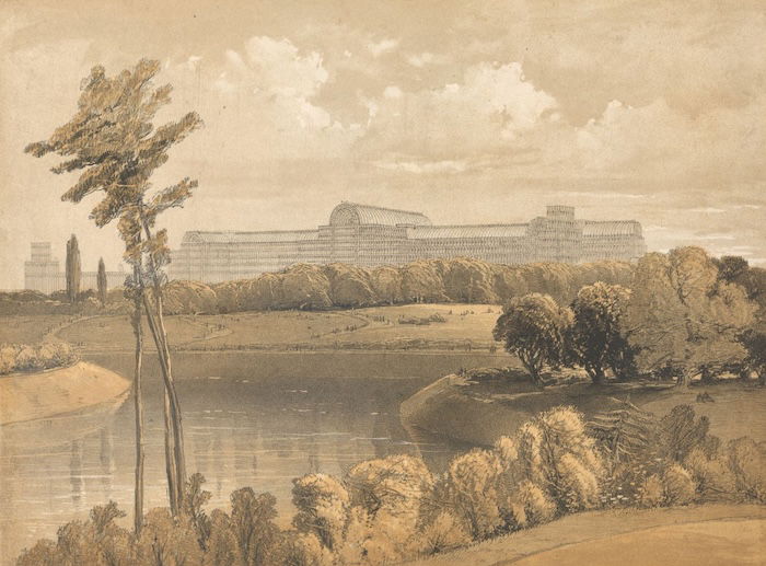 Crystal Palace from the Reservoir, Sydenham, Robert Carrick, 1904. Yale Center for British Art, Paul Mellon Collection. Public DOmain.
