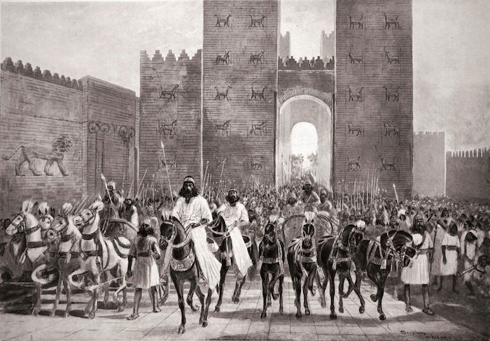 Cyrus enters Babylon, 19th-century engraving. The Stapleton Collection/Bridgeman Images.