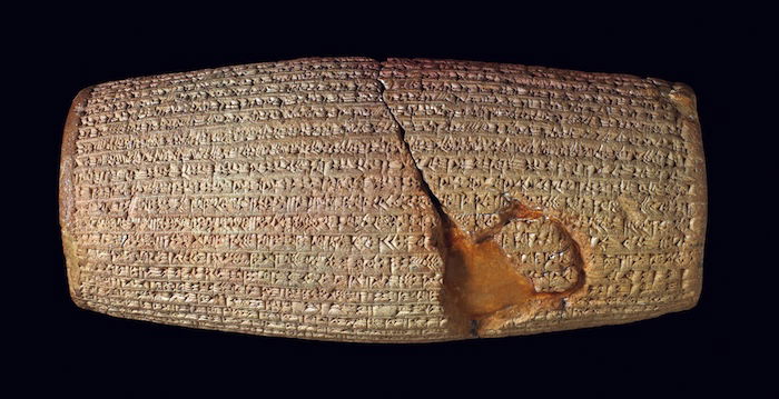 The Cyrus Cylinder, Babylon, after 539 BC. Trustees of the British Museum.