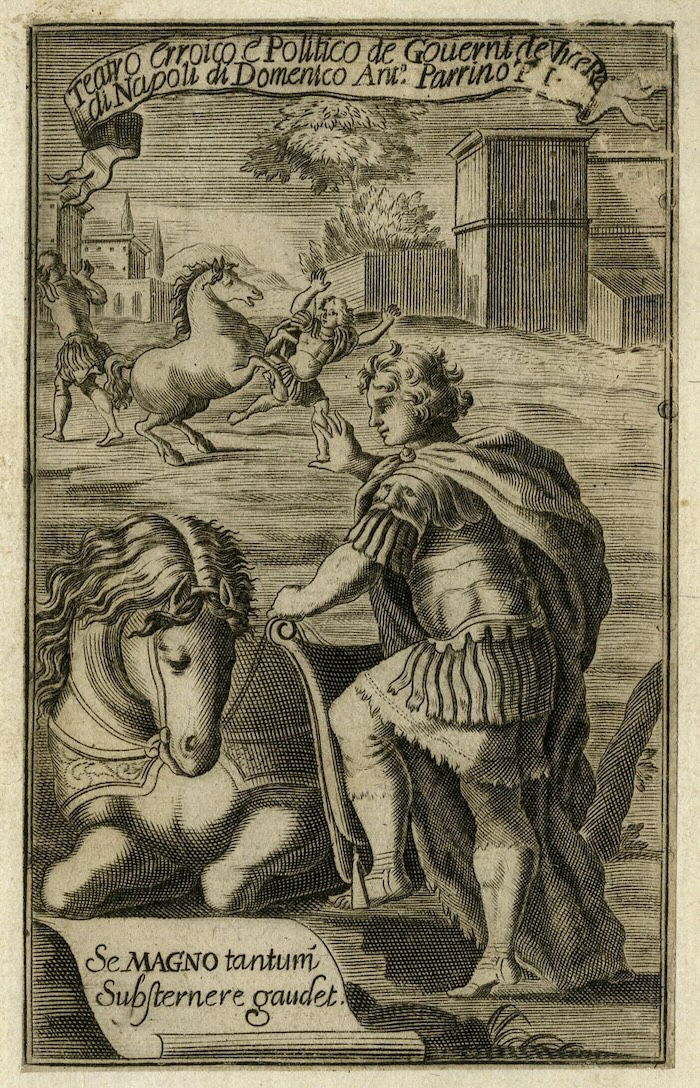 Title-page to Teatro Eroico, by Domenico Antonio Parrino, 1692-94. Trustees of the British Museum. Public Domain.