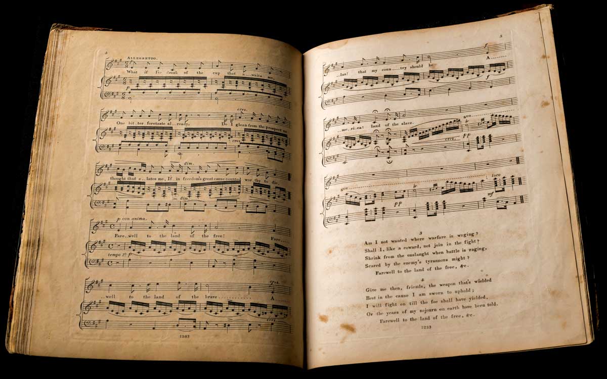 Sheet music for the ‘Farewell Song of Frederick Douglass’. University of Rochester/J. Adam Fenster.