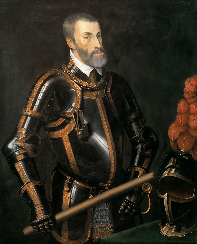 Emperor Charles V in armor, after Titian, c.1550.