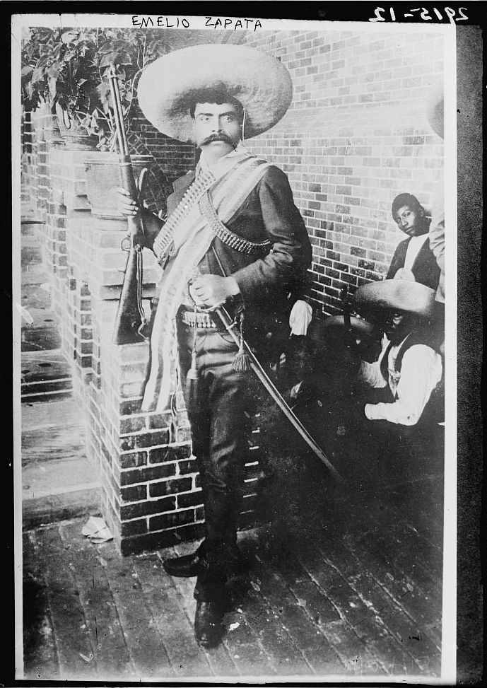 Popular revolutionary Emiliano Zapata, ther archetypal swashbuckling ‘charro’ of the Mexican Revolution, c. 1911. Library of Congress. Public Domain.