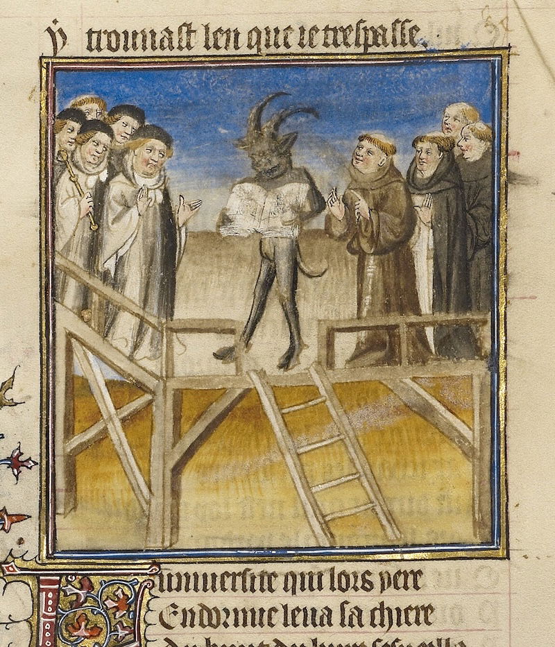 The Antichrist before scholars and monks, The Antichrist before Scholars and Monks, c.13th century. J. Paul Getty Museum, Los Angeles. Public Domain.