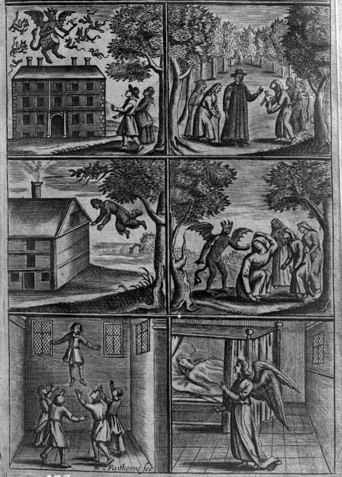 Six frames depicting supernatural activities, from Joseph Glanvill’s Saducismus Triumphatus, 17th century. Malmö Museum. Public Domain.
