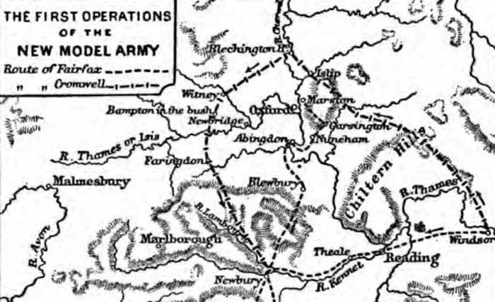 Plan of the operations of the New Model Army, drawn in 1903. Wiki Commons.