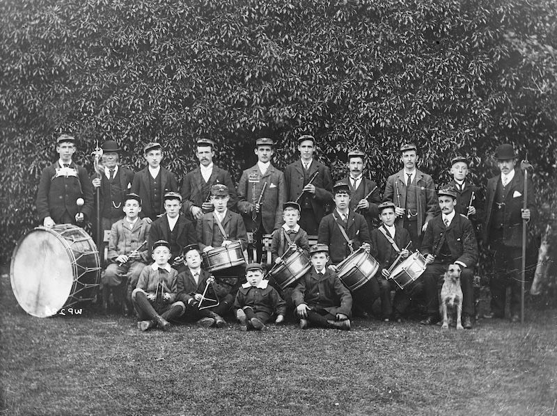 A flute band, c. 1920. Public Records Office of Northern Ireland. Public Domain.