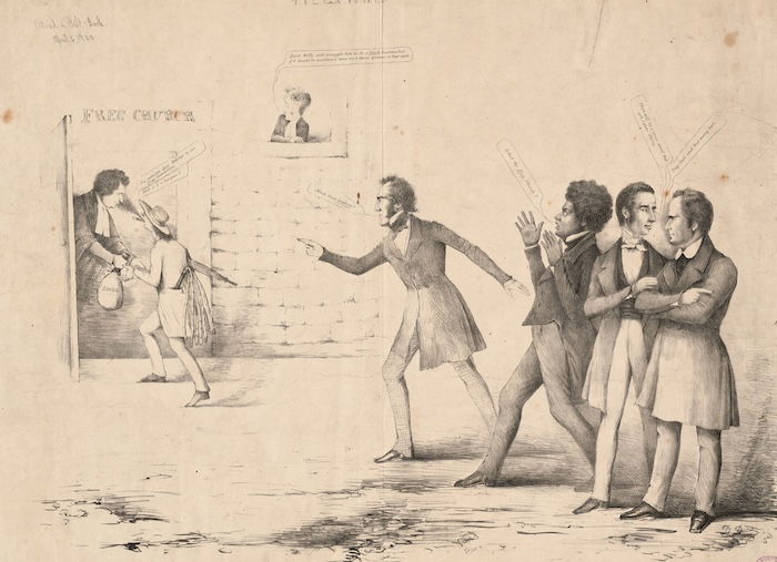 The Free Church of Scotland abolitionists alongside Frederick Douglass, c.1846. Boston Public Library. Public Domain.