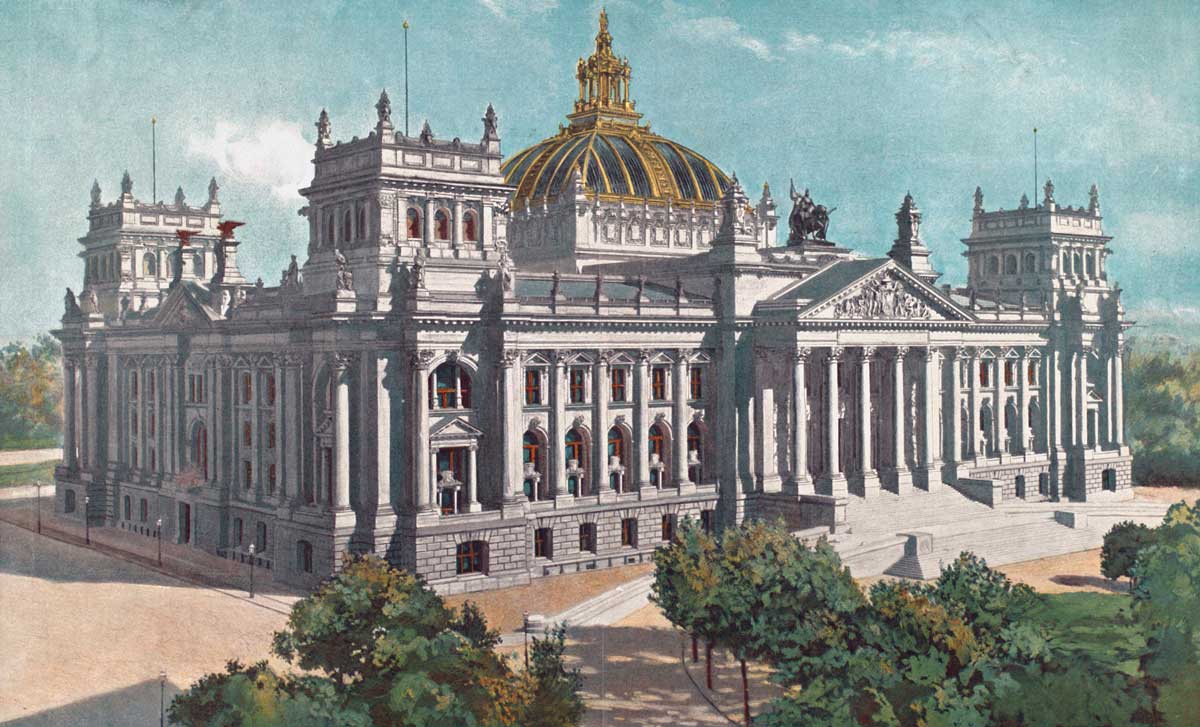 the Reichstag 1886, coloured print.