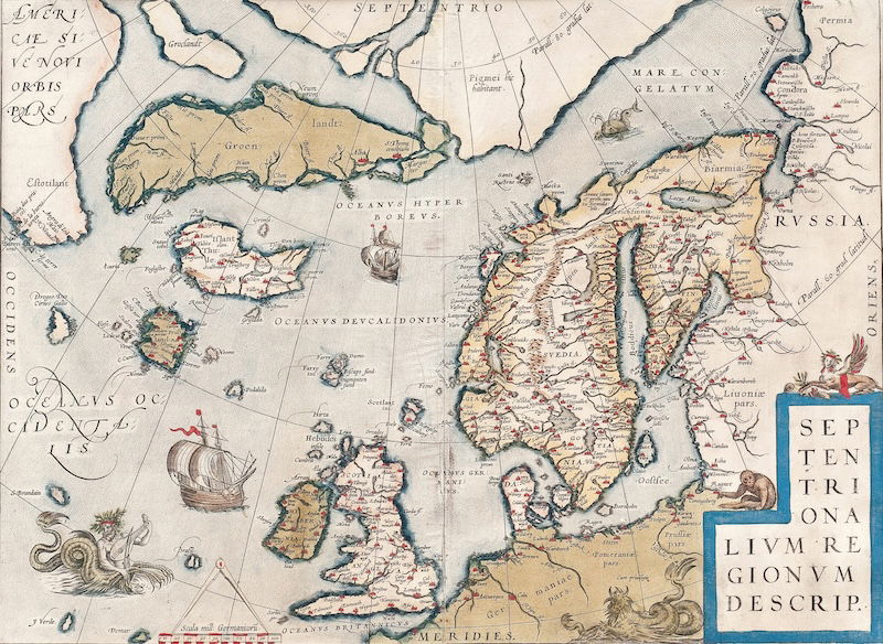 A map of Scandinavia, by Abraham Ortelius, late 16th century. The Barry Lawrence Ruderman Map Collection/Stanford Libraries.