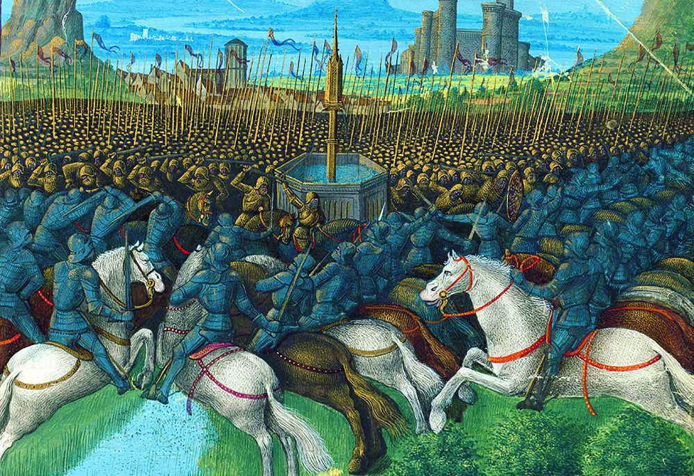 Miniature of the Battle of Cresson from Les Passages d’outremer by Sébastien Mamerot, c.1474. Wikimedia Commons