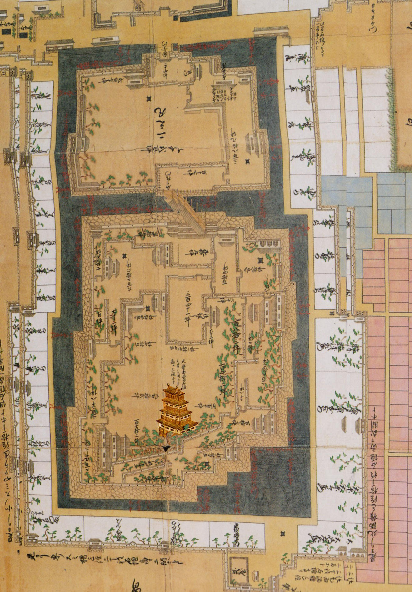 Hara Castle,  site of the Shimabara Rebellion by Japanese Christians, c.1800.