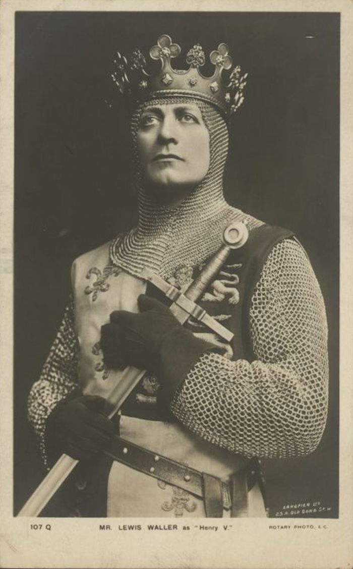 Actor Lewis Waller as Henry V, xxx. New York Public Library. Public Domain.