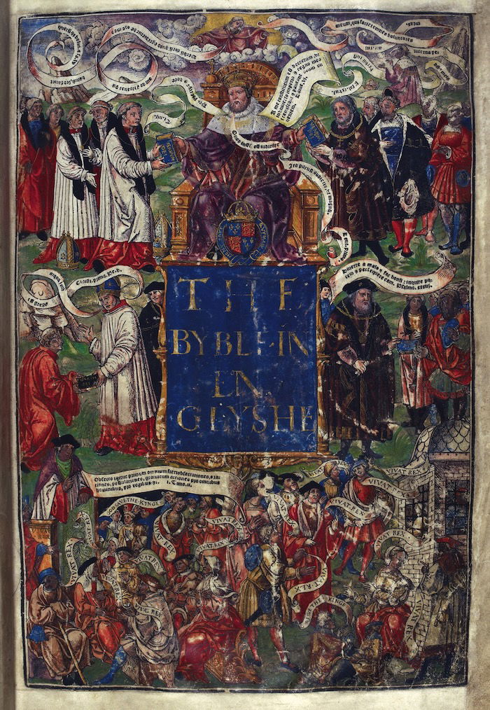 Henry depicted as the head of the English Church, title page of the Great Bible, c.1539. British Library/Bridgeman Images.