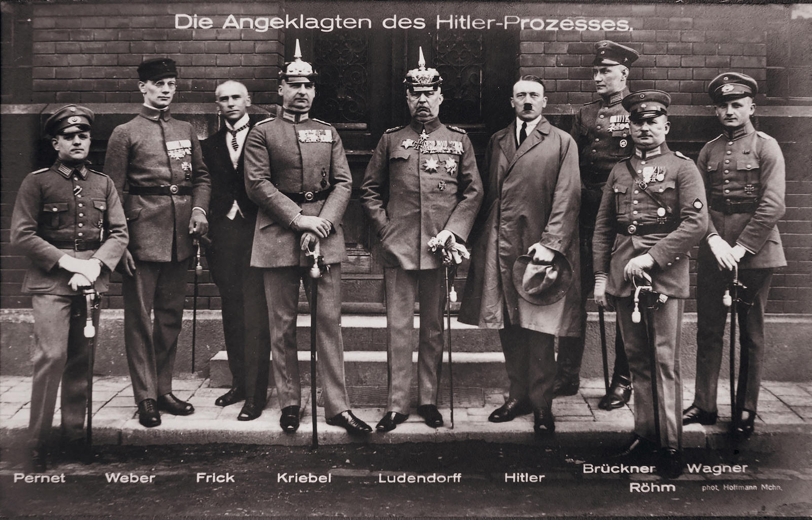 : participantes del Beer Hall Putsch ('acusados ​​del proceso de Hitler'), 1924.