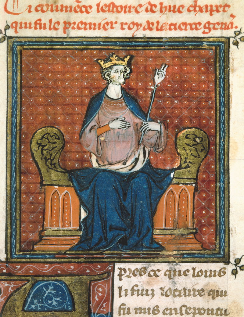 Miniature of Hugh Capet – first of the Capetians – from a chronicle of the kings of France, French, 14th century. Photo Josse/Bridgeman Images.
