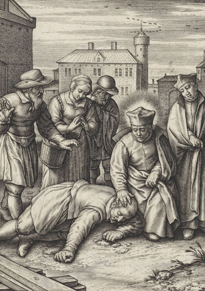 Miraculous healing by Ignatius of Loyola of a man with epilepsy, Hieronymus Wierix, c.1611-15. RIjksmuseum. Public Domain.