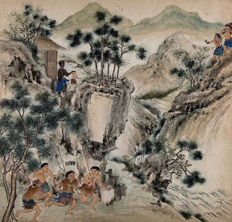 Indigenous Taiwanese people hunting, 1850. Wellcome Collecton. Public Domain.
