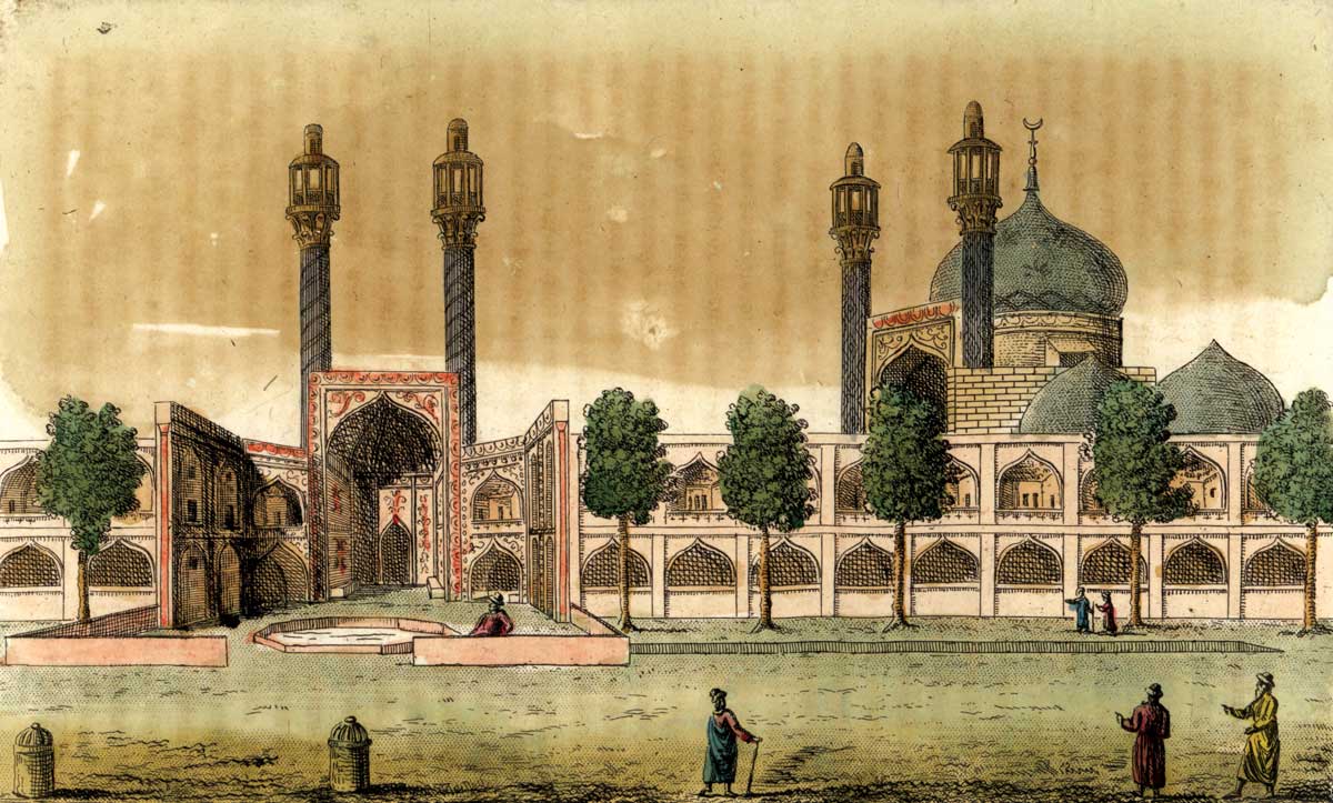 Shah Mosque, Isfahan. 19th-century illustration after an 18th-century original by Jean Chardin.