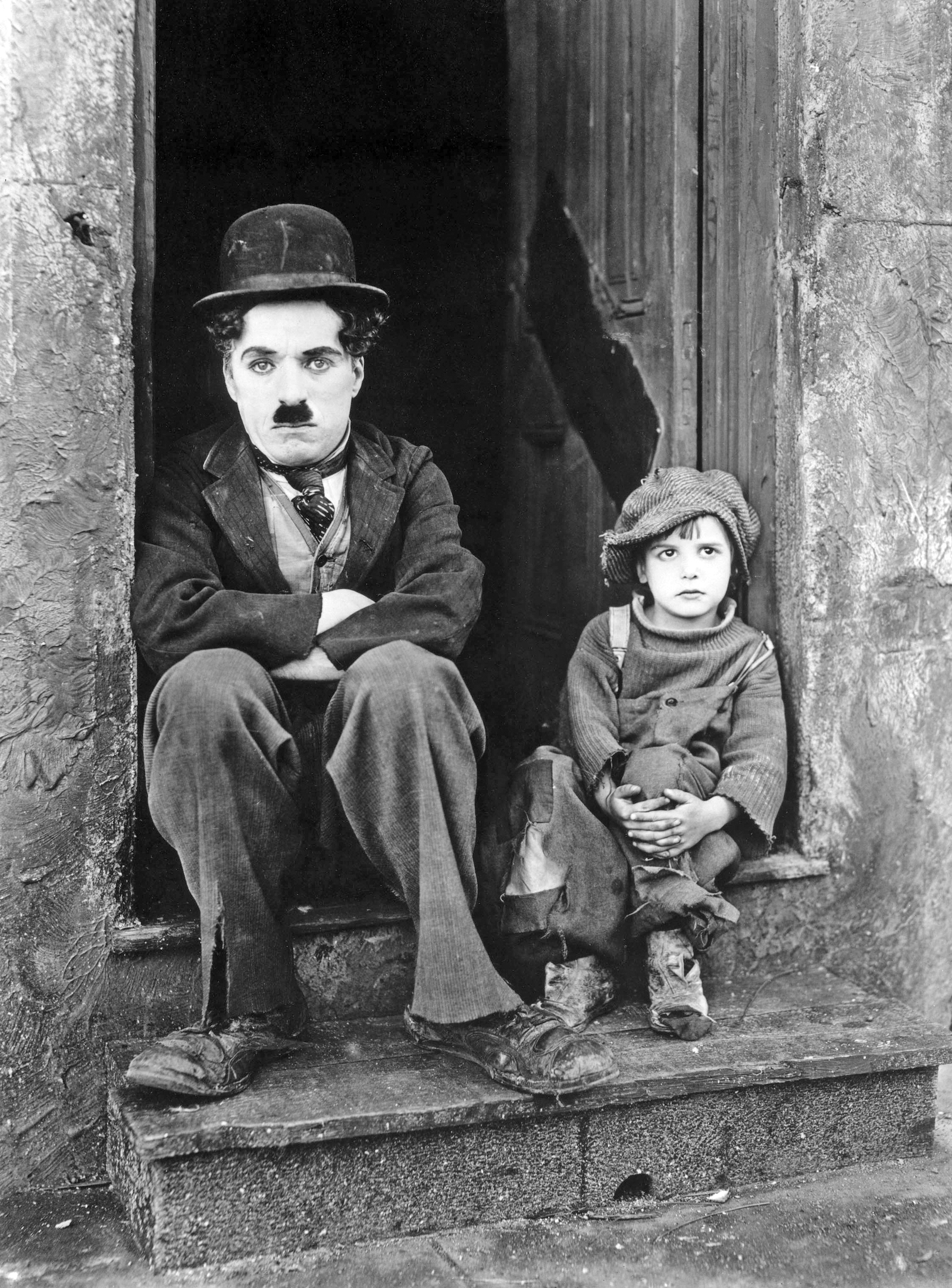 Jackie Coogan and Charlie Chaplin. Pubicity photograph for The Kid, 1921. J. Willis Sayre Collection of Theatrical Photographs, University of Washington. Public Domain.