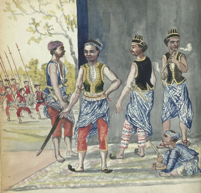 Javanese auxilaries of the Dutch East Indes Company (VOC), by jan Brandes, 1779. Rijksmuseum. Public Domain.