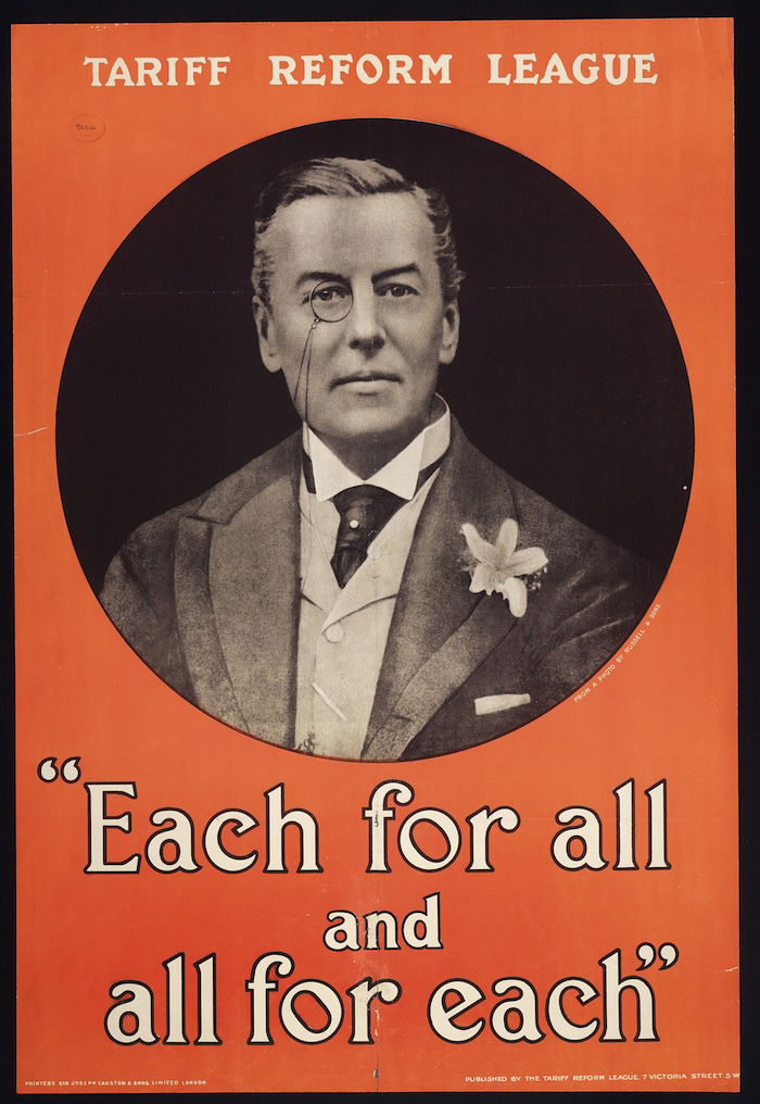 Joseph Chamberlain in a poster promoting the Tariff Reform League, 1903. LSE Library. Public Domain.