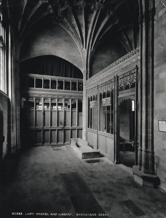 The Lady Chapel and library, Sherborne Abbey, 1927. The Francis Frith Collection.