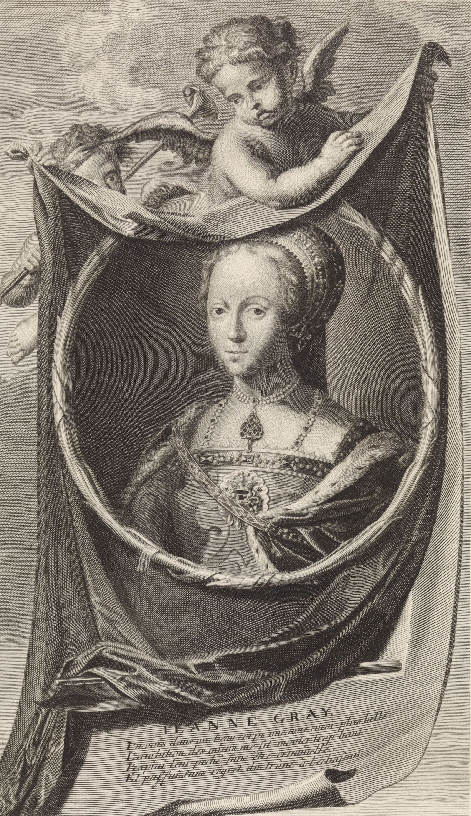 Lady Jane Grey, Cornelis Martinus Vermeulen, after Adriaen van der Werff, 1697. Rijksmuseum. Public Domain.