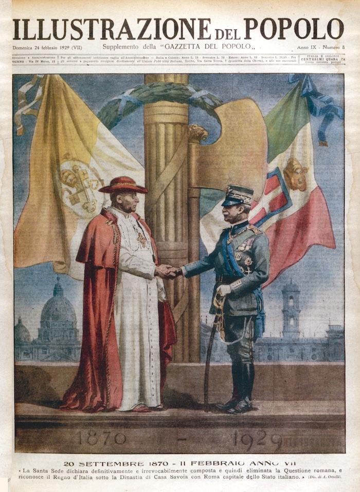 Pope Pius XI shaking the hand of Vittorio Emanuele III at the time of the Lateran Accords on 11 February 1929. Giancarlo Costa / Bridgeman Images.