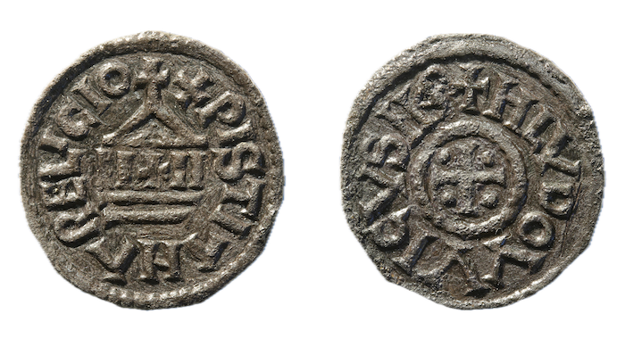 Silver Christiana religio coin, minted in the reign of Louis the Pious, c.822-40. Museum VEST (CC BY-SA 4.0)