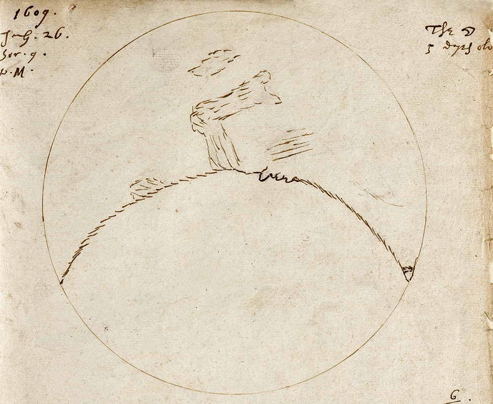 Tudor astronomer Thomas Harriot’s moon map dating from 1609.