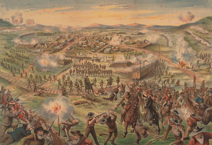 The defence of Mafeking, a chromolithograph by A. Sutherland, 1899. Prints, Drawings and Watercolors from the Anne S.K. Brown Military Collection. Brown Digital Repository. Brown University Library. Public Domain.