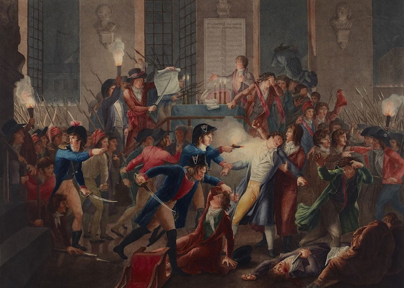 The arrest of Maximilien Robespierre, by Jean Joseph François Tassaert, c. 1794. Musée Carnavalet, Histoire de Paris. Public Domain.