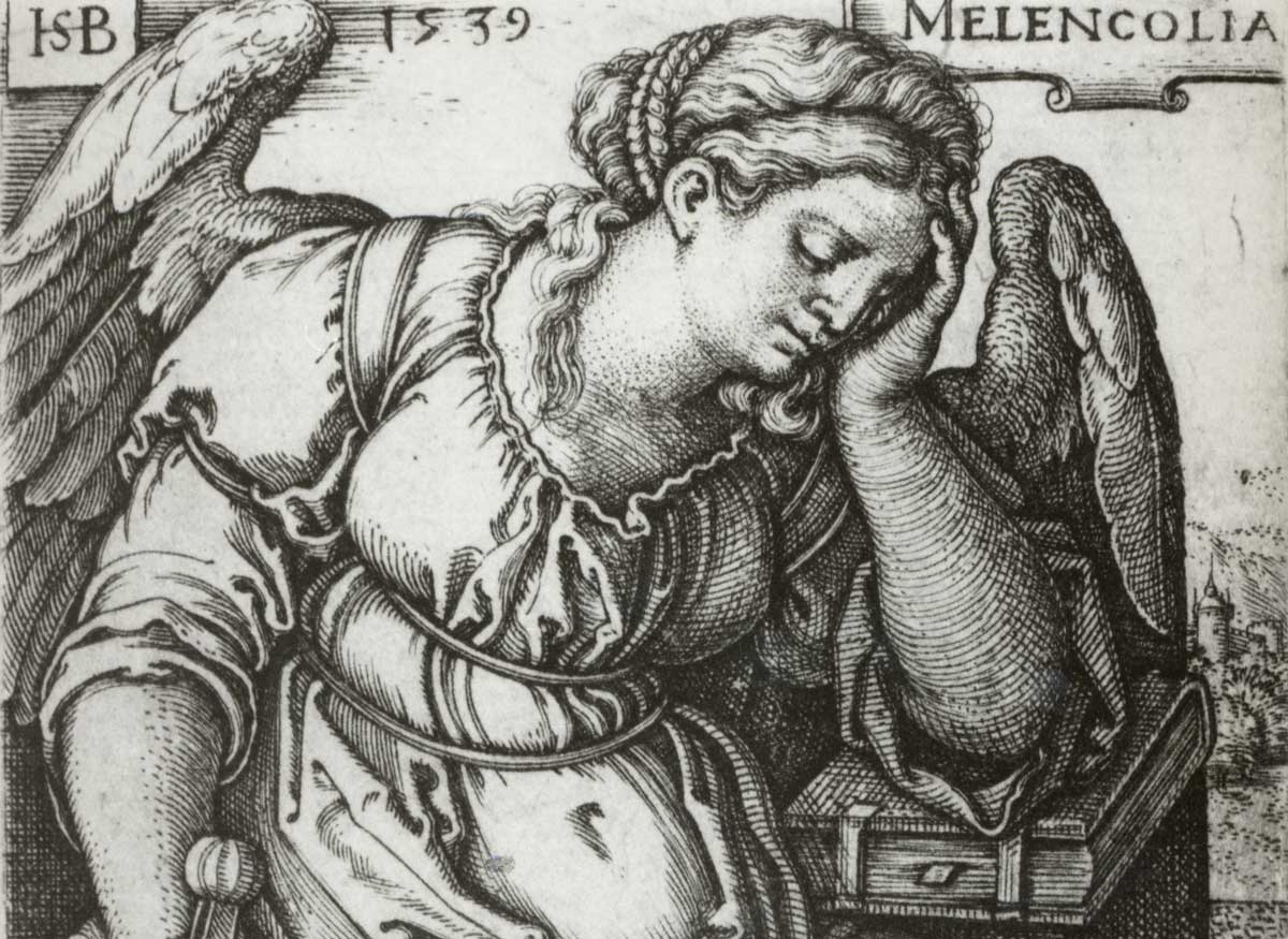 Melancholia. Engraving by Sebald Beham, 1539.