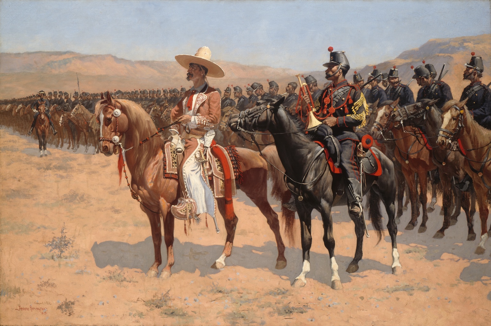 ‘The Mexican Major’ by Frederic Remington, 1889, depicts Mexican cavalry in the period of Porfirio Diaz’s military rule. Art Institute of Chicago. Public Domain.