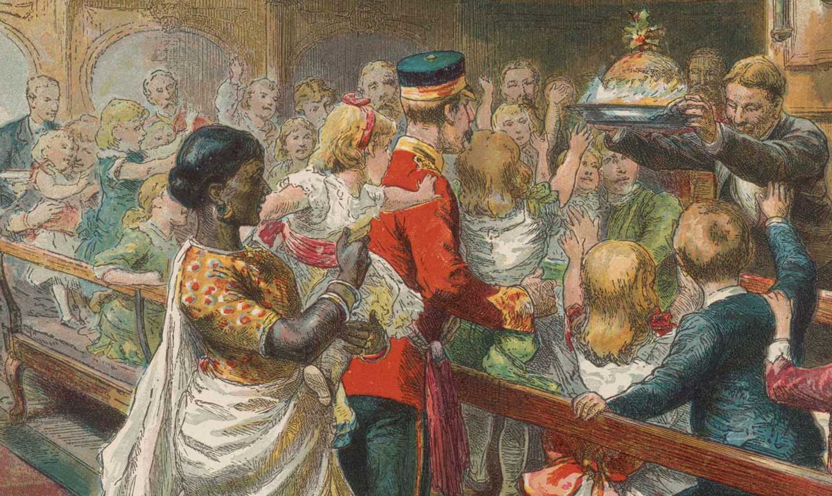 Children’s Christmas Dinner At Sea, illustration by G. Durand from The Graphic, 1889.