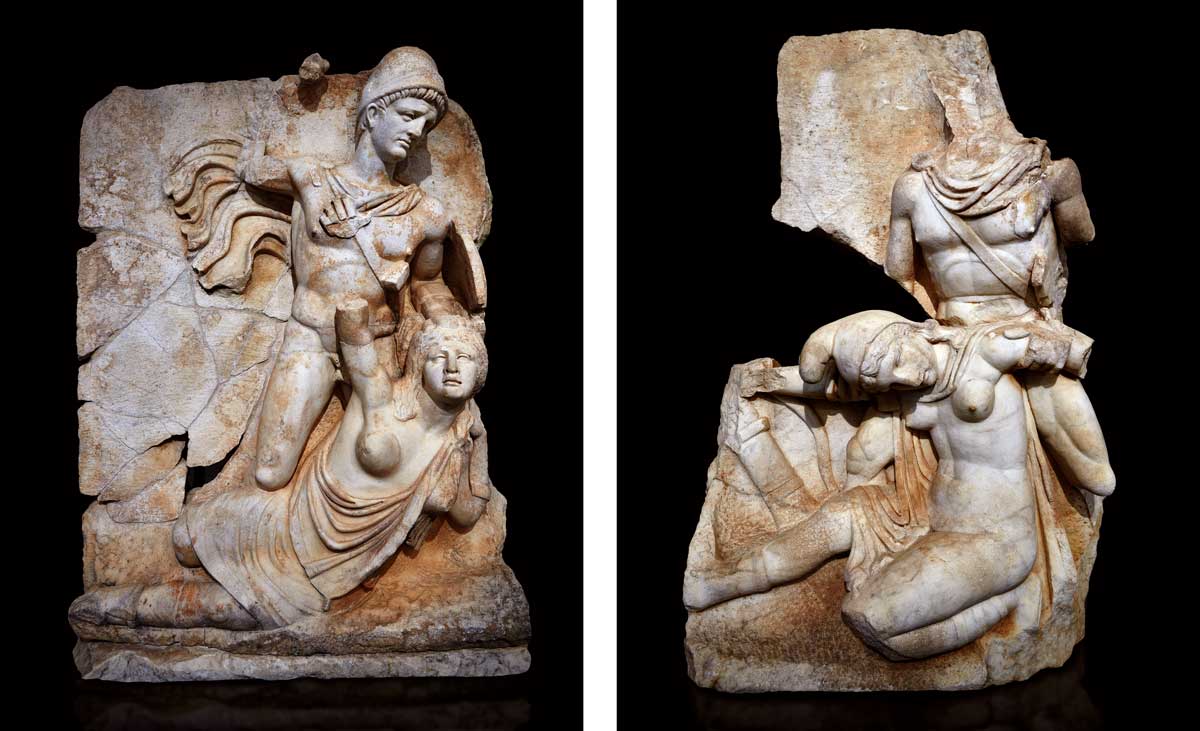 Left: Claudius subjugating Britannia, Aphrodisias, Aydın Province, Turkey. Right: Nero subjugating Armenia, Aphrodisias, Aydın Province, Turkey. Alamy.