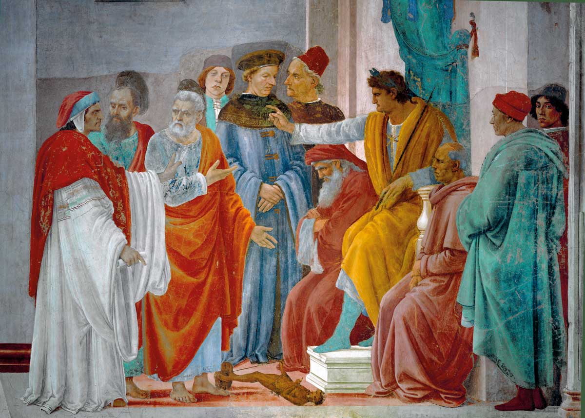 Peter and Paul quarrelling in front of Nero, fresco by Filippino Lippi, c.1482 © akg-images.