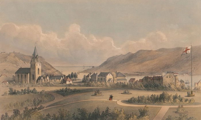 St. Thomas's Church, the Narrows, from Government House, St. John's, Newfoundland, William Spreat, c.1850. Yale Center for British Art, Paul Mellon Collection. Public Domain.