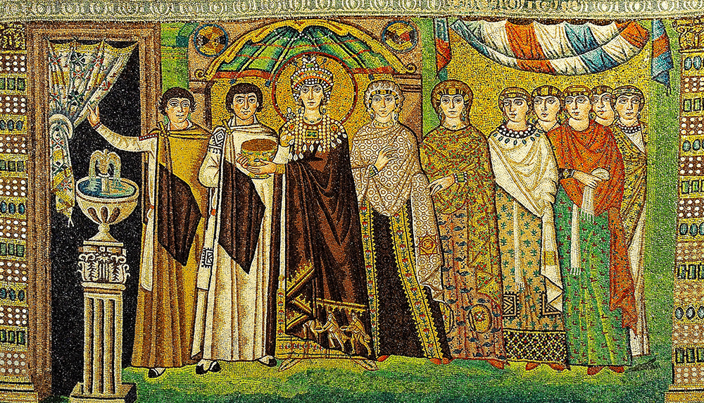 Mosaic of Theodora in the Basilica of San Vitale, AD 547. Wikimedia Commons, photograph by Petar Milošević