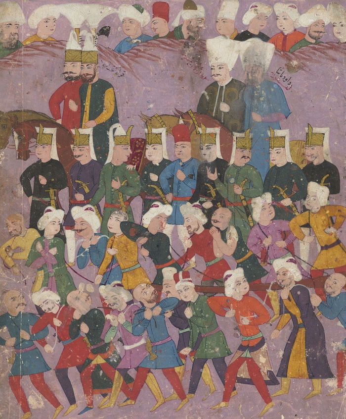 Grand vizier Davud Pasha in a procession of janissaries and guards, c.1620-22. Los Angeles County Museum of Art. Public Domain.