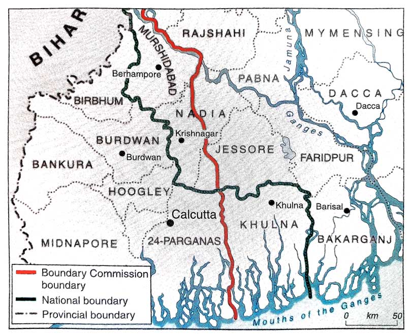 The Border Commission’s division of Bengal, 1947. History Today.