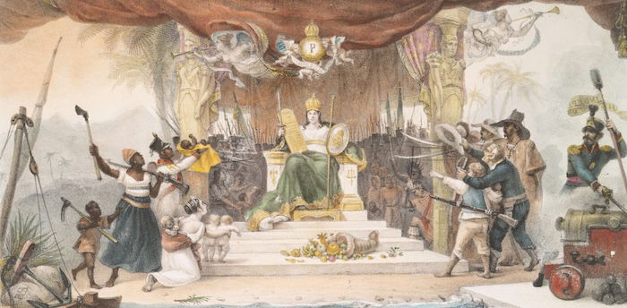 Stage curtain commemorating the coronation of Dom Pedro as emperor of Brazile, Jean Baptiste Debret, c.1834-39. New York Public Library. Public Domain.
