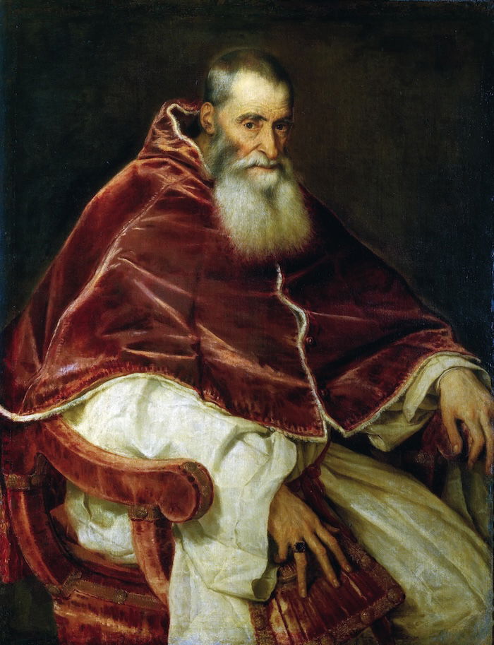 Pope Paul III by Titian, 1543. Museo di Capodimonte, Naples. Public Domain.