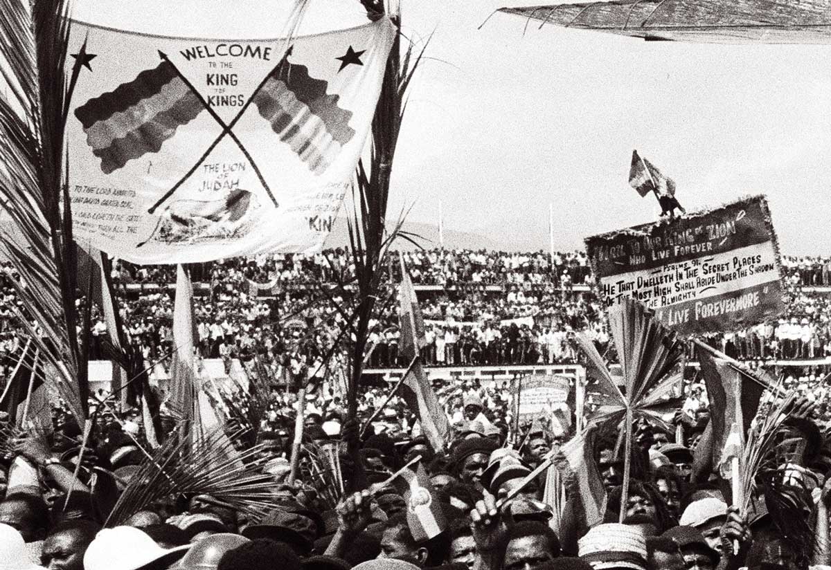 Rastafari await the  arrival of Haile Selassie I at Palisadoes Airport, Kingston, Jamaica,  21 April 1966. Michael Ochs Archives/Getty Images.