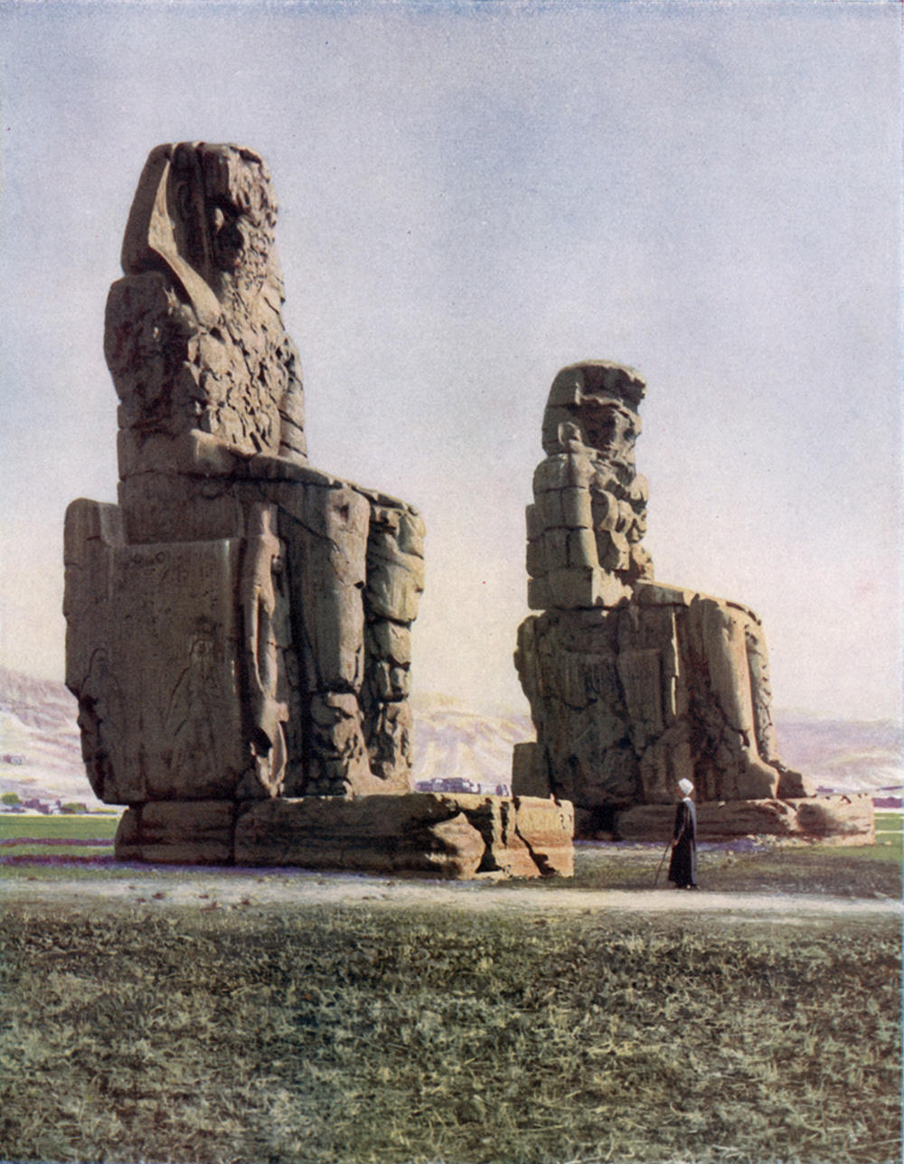 The Colossi of Memnon, illustration from Wonders of the Past, 1910. © Look and Learn/Bridgeman Images