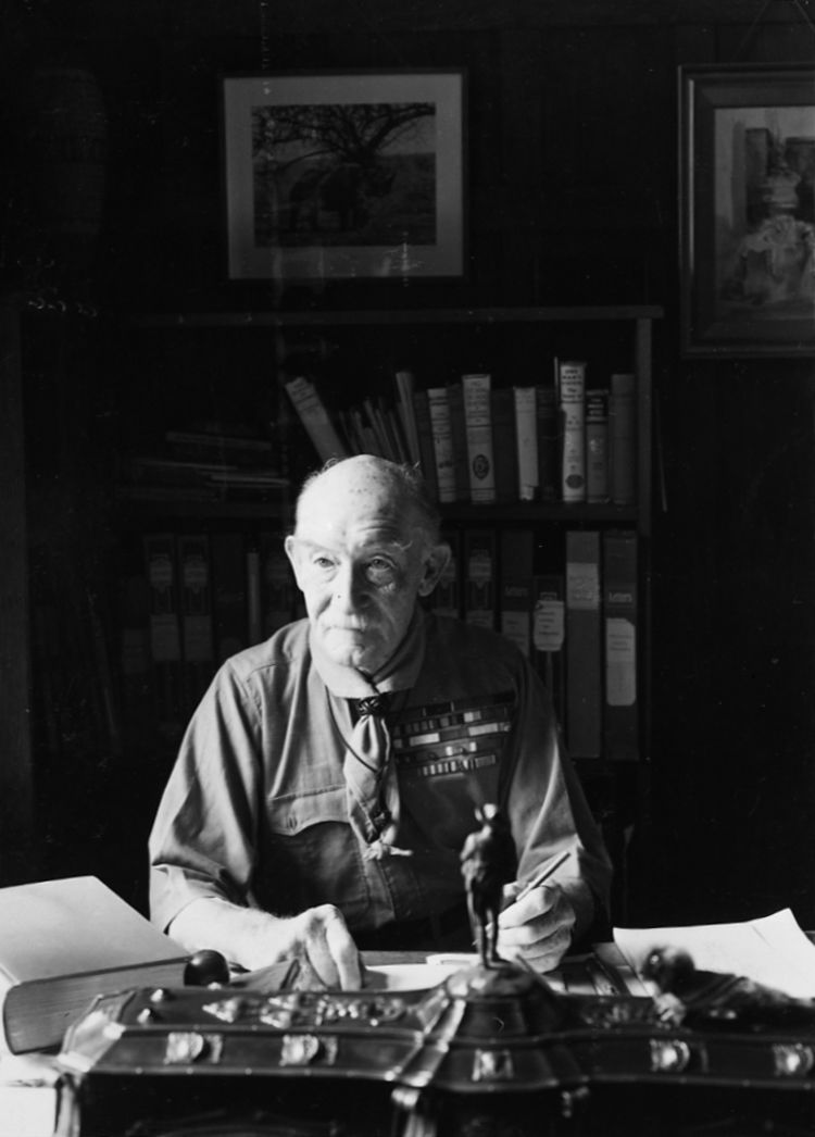 Sir Robert Baden-Powell in the unform of Chief Scout, by John Dixon Scott, c. 1926-1939. The National Archives. Public Domain.
