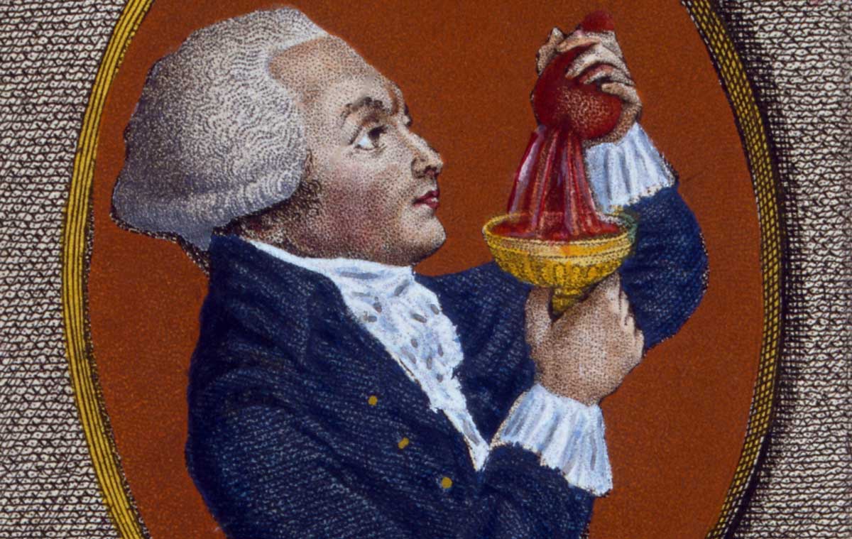 Robespierre pressing a human heart, French engraving, c.1794.